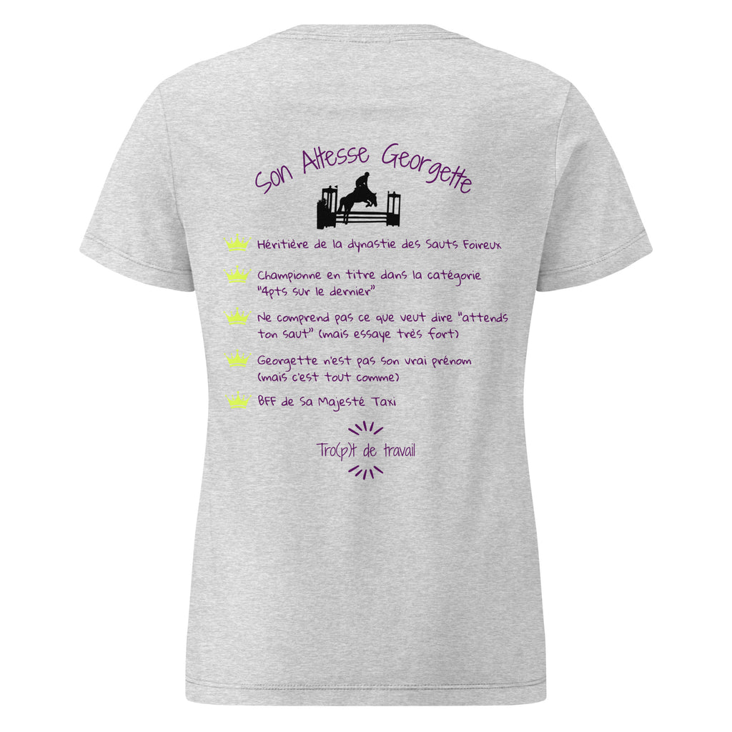 Tshirt humoristique sur le thème du cheval et du saut d'obstacle, qui évoque les georgettes en concours d'équitation