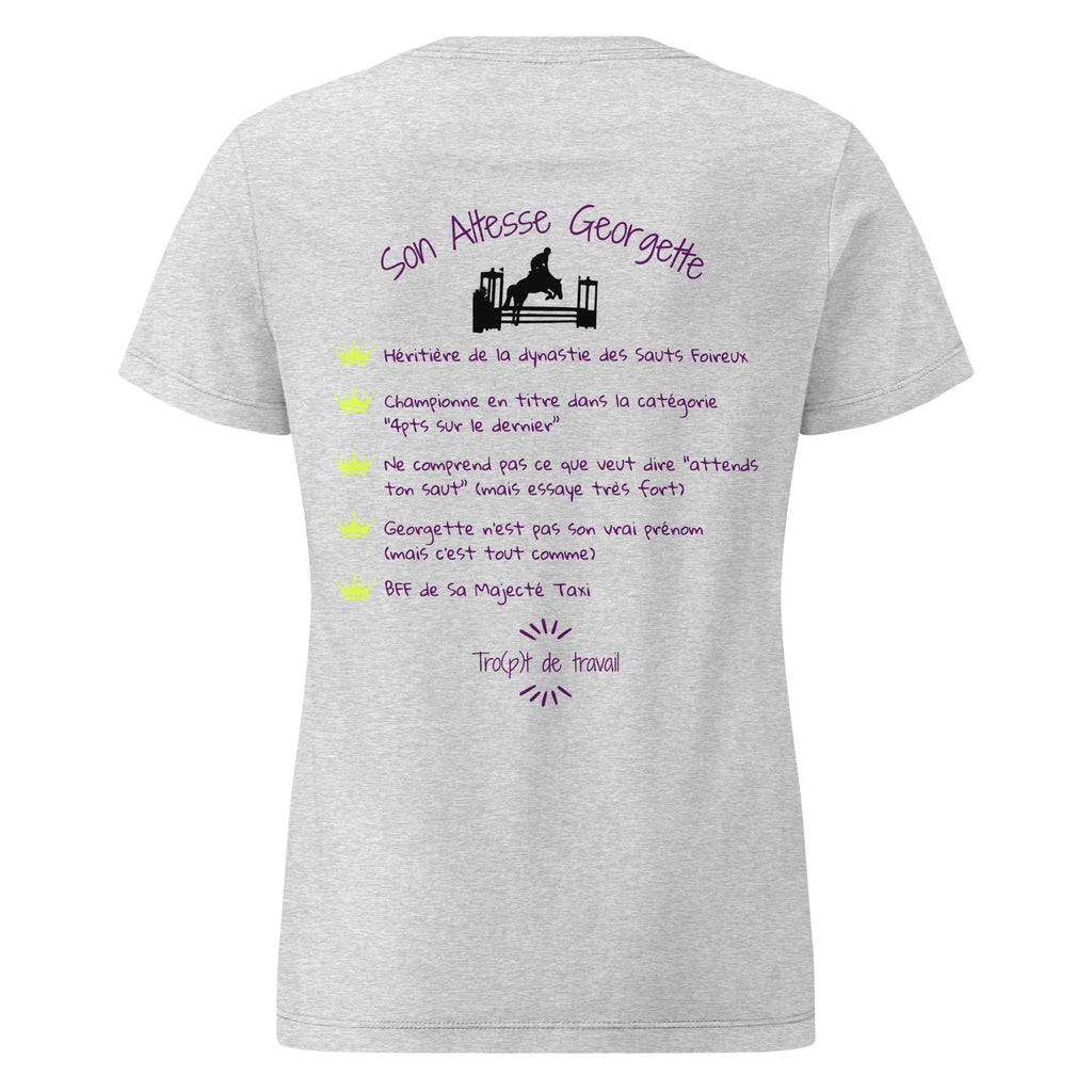Tshirt humoristique sur le thème du cheval et du saut d'obstacle, qui évoque les georgettes en concours d'équitation