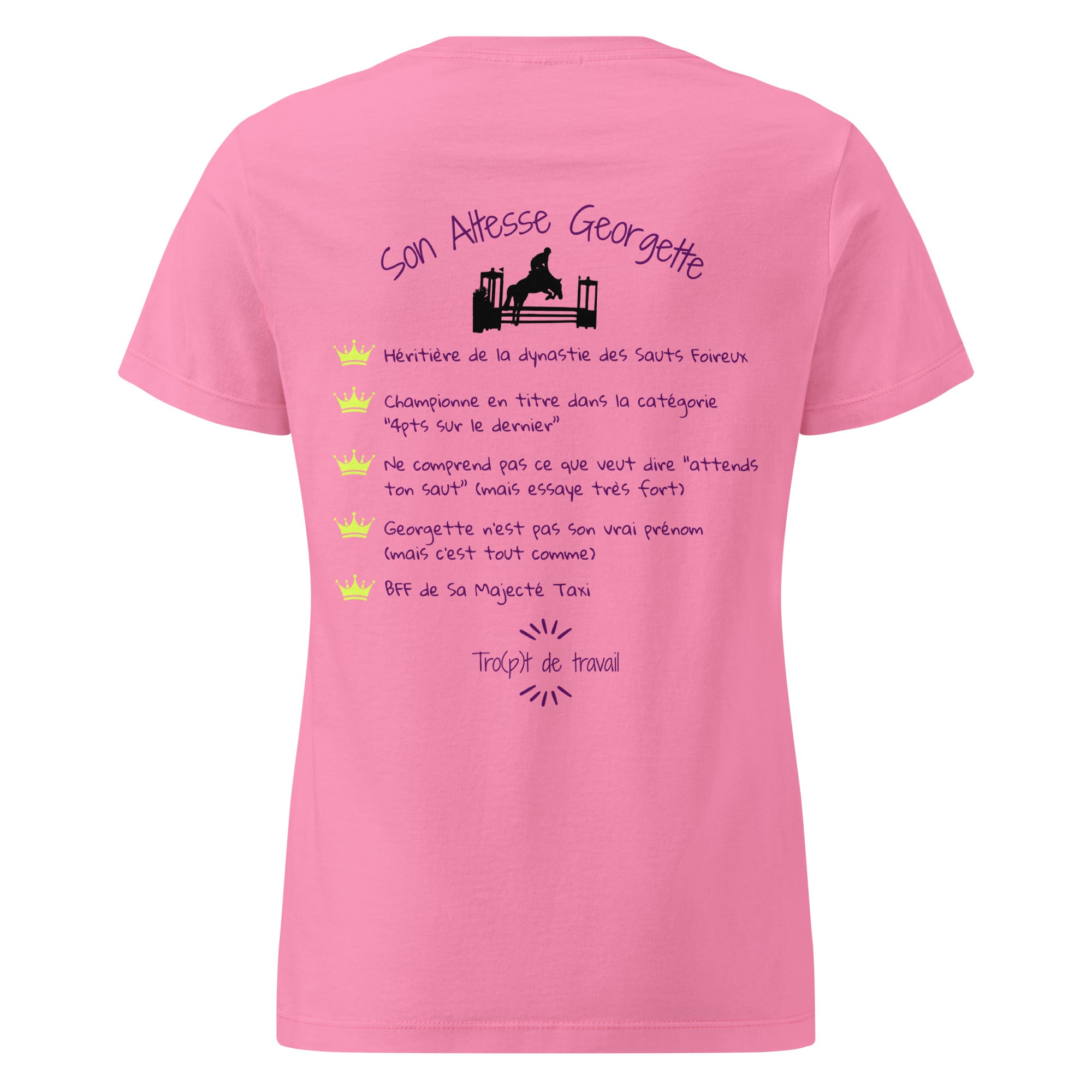 Tshirt humoristique sur le thème du cheval et du saut d'obstacle, qui parle des georgettes en concours d'équitation